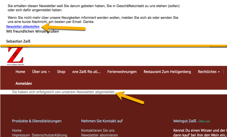 Newsletter Abmeldelink 